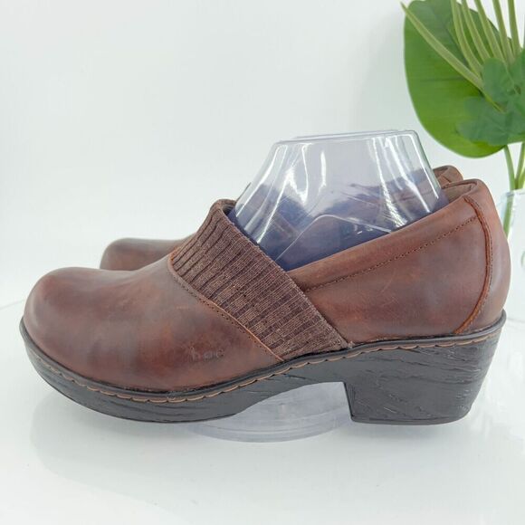Born Womens Daphnes Clog Size 10 Brown Leather Wedge Heel Work Shoe Comfy - Picture 5 of 15